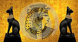 Abstract ancient Egyptian background, Cleopatra.