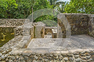 Abstract ancient Mayan ruins of Xunantunich stone lady in San Ignacio, Belize