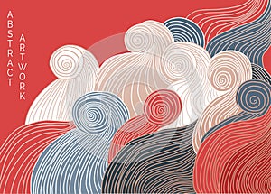 abstract andscape on red background