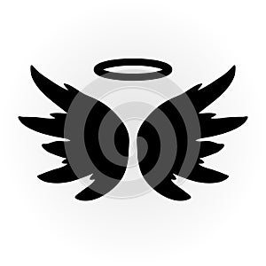 Abstract angel image. The wings and halo. Isolated object. Icon