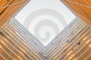 Abstract angle of the building exterior of public housing in Hong Kong