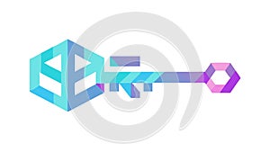 Abstract Angular Key Icon Vector, vector design Generative AI