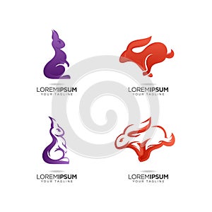 Abstract animal popular rabbit logo design vector