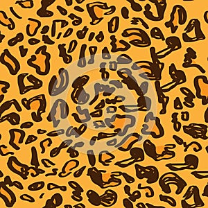 Abstract animal skin leopard seamless pattern design. Stylized leopard print wallpaper.