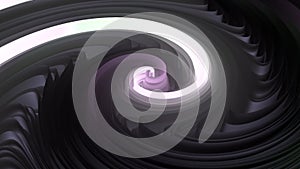 Abstract animated background of multicolored glowing neon spiral. Silk hypnotic circular vortex. 3D rendering. 4k