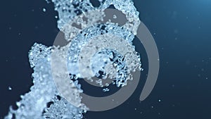 Abstract animated construction of DNA molecule from water particles. Concept animation of digital DNA, human genome