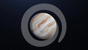 Abstract animation of beautiful planet Jupiter. Animation. Rotating largest planet of solar system Jupiter on background