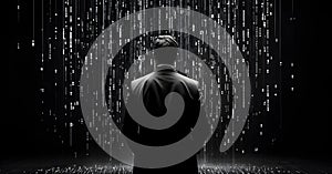 abstract animation of binary code cascading down like digital rain