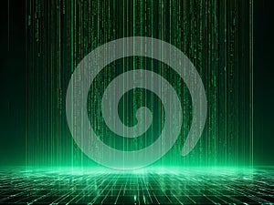 abstract animation of binary code cascading down like digital rain