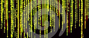 abstract animation of binary code cascading down like digital rain