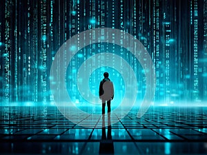 abstract animation of binary code cascading down like digital rain