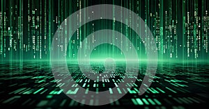 abstract animation of binary code cascading down like digital rain