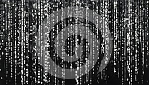 abstract animation of binary code cascading down like digital rain