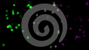 Abstract animation of colorful blurred circles on a black background. Abstract illustration.