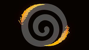 Abstract animation of fire burst. Inferno fire isolated on black background