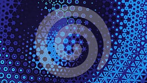 Abstract animation motion waves with patterns and glitter with rotation and ripple blue color background