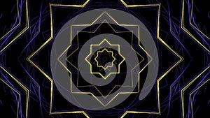 Abstract animation of a star of David on a black background. Design. Spreading stars with kaleidoscopic effect.