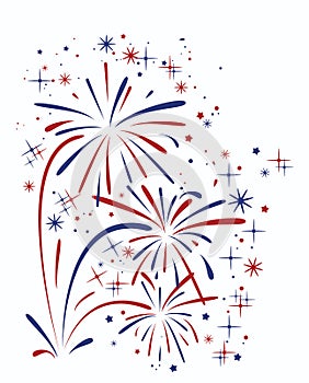 Abstract anniversary bursting fireworks, vector