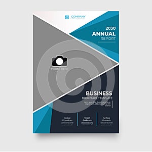 abstract annual report with blue shapes