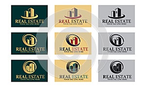Modern Real State Logo Design set, Royal Place logo bundle, Apartment Sweet Home, icon designwith grey black gradient color 3d