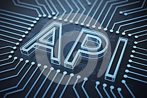 Abstract api technology background with circuit board design for software development and integration