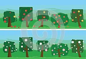 Abstract apple garden banner