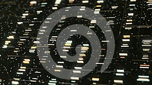 Abstract application code moving in a cyberspace. Animation. The movement and processing of data inside a server or