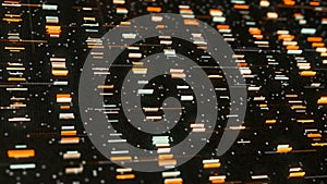 Abstract application code moving in a cyberspace. Animation. The movement and processing of data inside a server or