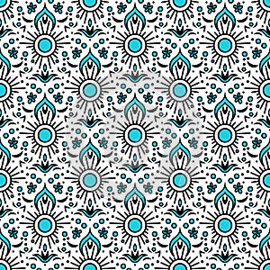 Abstract aqua floral shapes pattern