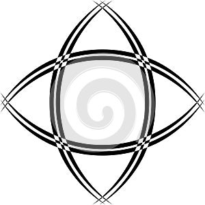 Abstract arabesque black schield like element  or frame project on transparent