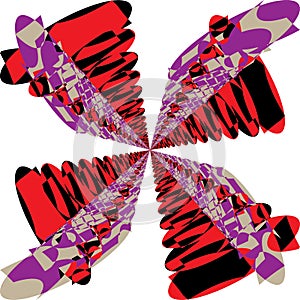 Abstract Arabesque Butterfly Multiple Colors Red Purple Beije Black Combined
