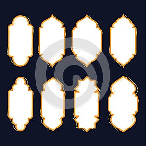 Abstract arabic door window vector template, good for islamic frame design template. flat color style