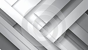 Abstract architectural background with intersecting white and gray geometric planes and shadows