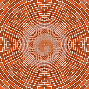 Abstract architectural brick wall circle optical illusion vector mosaic background