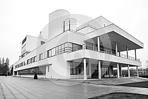 Abstract architectural building in grayscale