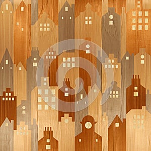 Abstract architectural building - seamless background - wood tex