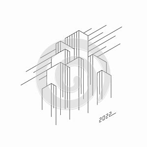 Abstract architectural construction. Geometric technological background.