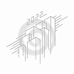 Abstract architectural construction. Geometric technological background.