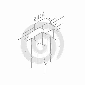 Abstract architectural construction. Geometric technological background.