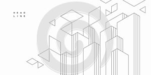 Abstract architectural construction. Geometric technological background.