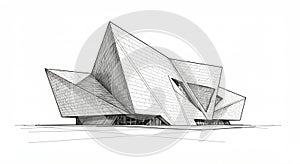 Abstract architectural design featuring sharp, angular forms creating a dynamic,