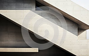 Abstract architectural detail of a modern building showcasing the geometric beauty of concrete angles and planes in a monochrome