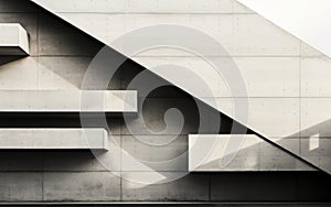 Abstract architectural detail of a modern building showcasing the geometric beauty of concrete angles and planes in a monochrome