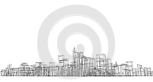 Abstract architectural drawing sketch,City Scape