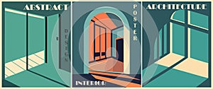 Abstract architectural poster, vector wall art set