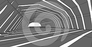 Abstract architecture background, empty concrete interior. 3d illustration