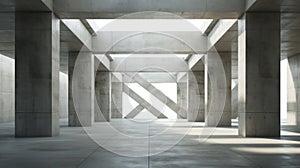 Abstract architecture background, empty interior with concrete columns, 3d render Generative AI