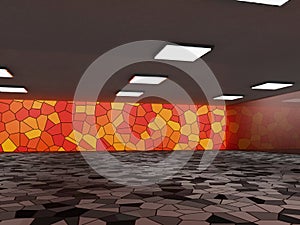 Abstract architecture background, empty interior and walls. 3d rendering