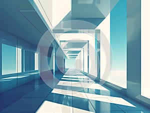 Abstract architecture background, empty open space interior. 3D Rendering Generative AI