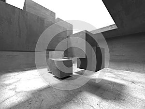 Abstract architecture background. Empty rough concrete interior